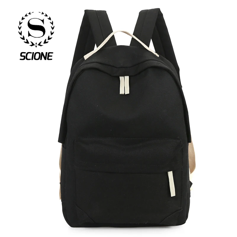 Scione женский симпатичный стиль однотонный простой дизайн студенческие рюкзаки модный холщовый дорожный ранец для девочек Классические шко...