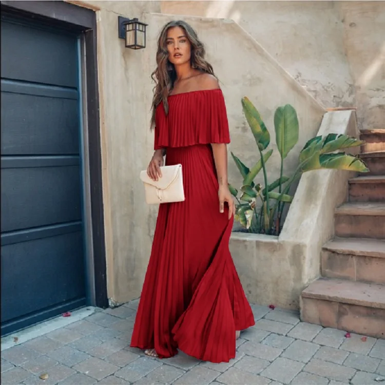 Женское длинное Макси плиссированное платье Boho Лето 2019 женские вечерние