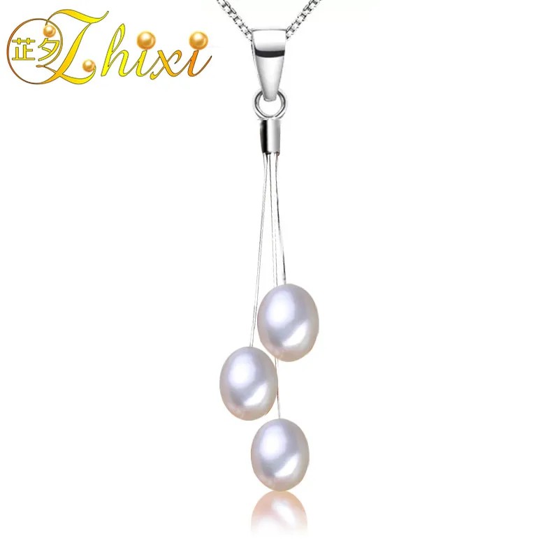 Женское жемчужное ожерелье ZHIXI кулон из стерлингового серебра с натуральным