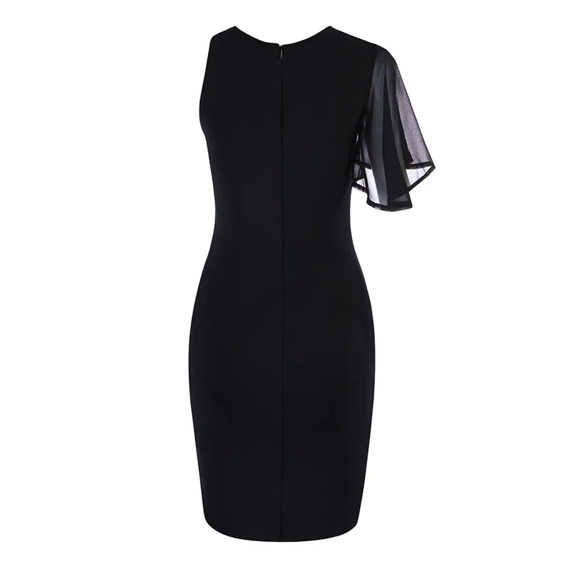 New Summer Black Petal Sleeve Hollow Out Fashion Bandage Women Dress Sexy Prom Party Dresses | Женская одежда