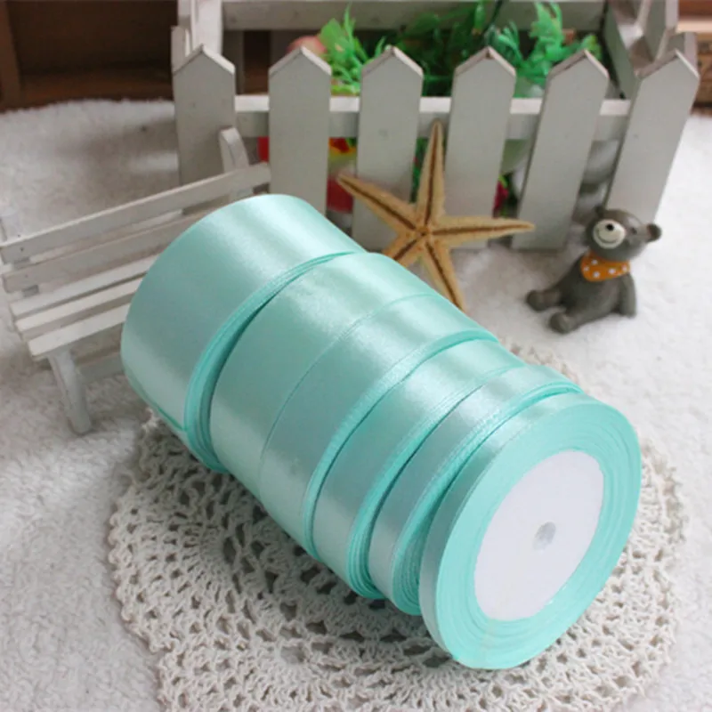 25 ярдов зеленая Мятная шелковая атласная лента украшение для свадебной