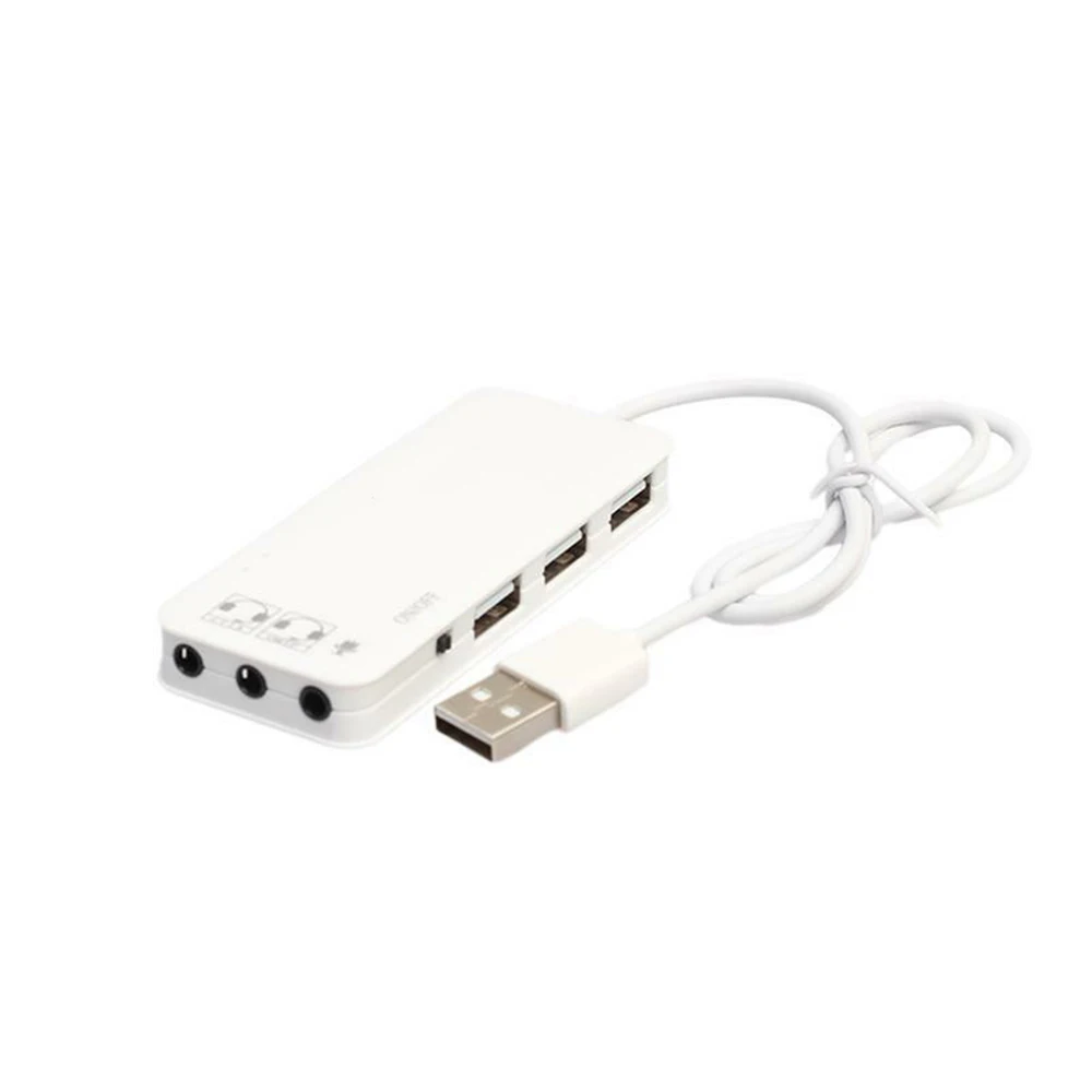 Белый Док-станция USB 2,0 Интерфейс внешний 7.1CH звуковых карт 3-Порты и разъёмы USB 2,0 наушники с микрофоном 7.1CH Звуковой адаптер мульти Порты сплиттер - Цвет: Белый