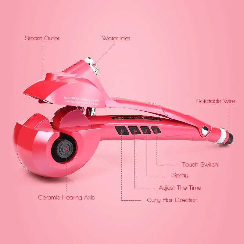 CSW Automatic Hair Styling Curler LCD screen Steam Spray Rolling Perm Electric Household Hairstyle Design Wave Curling Iron |