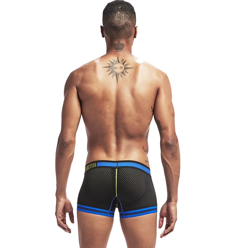 Трусы-боксеры BSHETR мужские сетчатые Брендовое нижнее белье пикантные дышащие