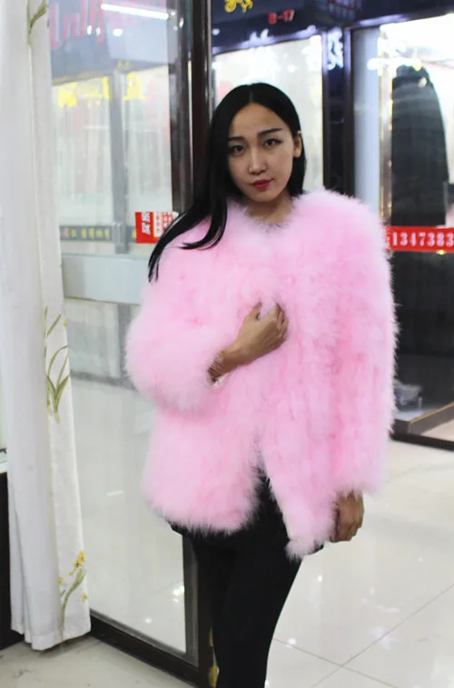 Linhaoshengyue длинные 70 см Страусиные волосы пальто мода - Цвет: pink