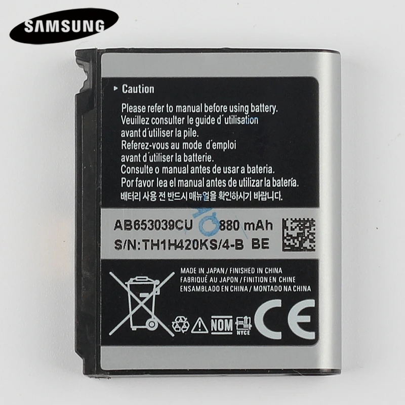 Оригинальный аккумулятор AB653039CA AB653039CC AB653039CE AB653039CU для Samsung S7330 F609 E958 U900 U800E U808 E950 U908E
