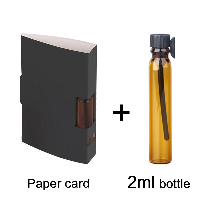 Black card 2ml amber 100 шт./лот 1 мл 2 мл флакон для духов бумажная упаковка для карт многоразовая парфюмерная бутылка флакон-капельница коричневая ароматическая пробирка - Цвет: Black card 2ml amber
