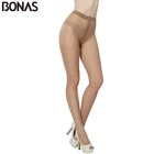 BONAS, 6 шт., однотонные женские колготки 2D из кожи и нейлона, женские сексуальные тонкие Чулочные изделия с Т-образной ластовицей, недорогие оптовые поставки