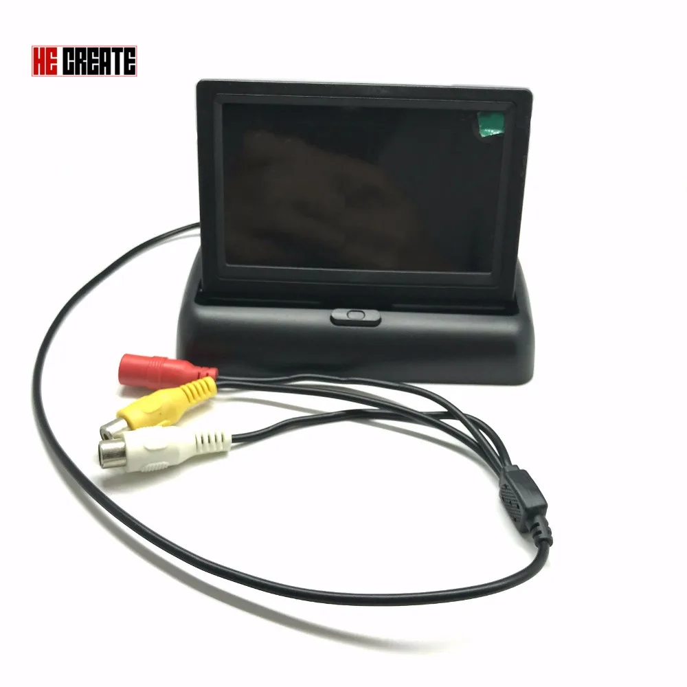 Он создает 4,3 дюймовый складной автомобильный монитор TFT lcd цветной дисплей экран для камеры заднего вида помощь при парковке NTSC PAL