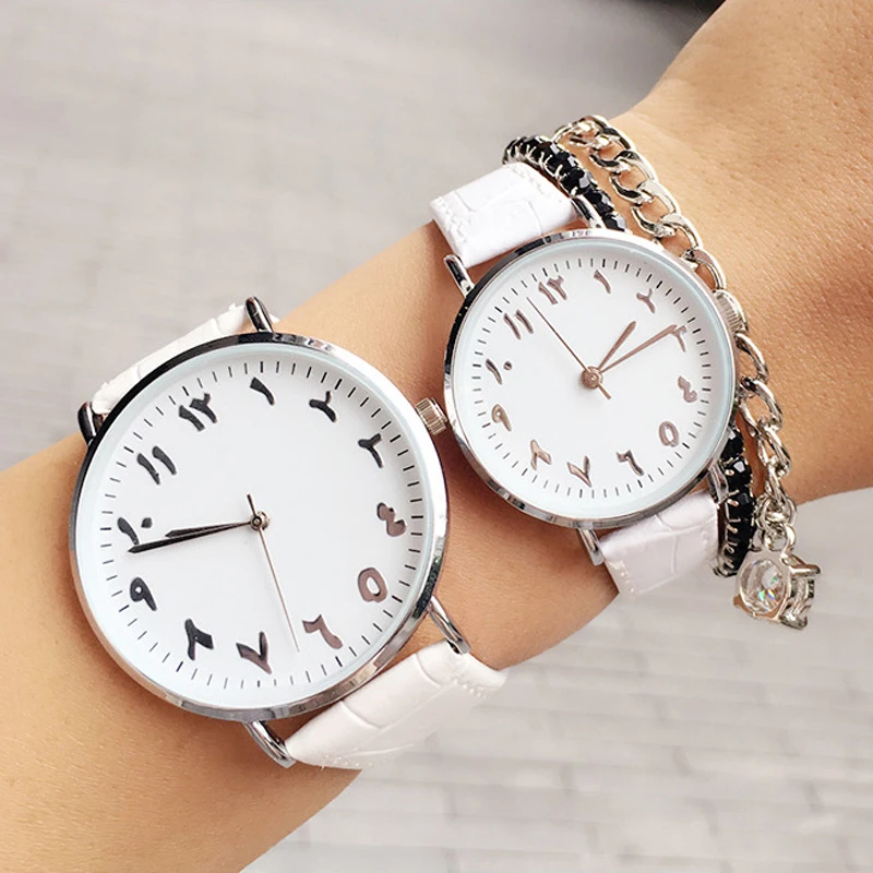 2017 Роскошные брендовые черные белые часы для влюбленных уникальные с арабскими