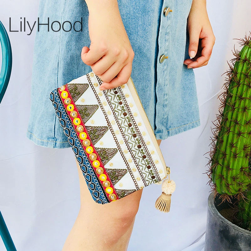 LilyHood вышивка небольшой клатч Для женщин Хиппи Цыганский Чешский бохо шик