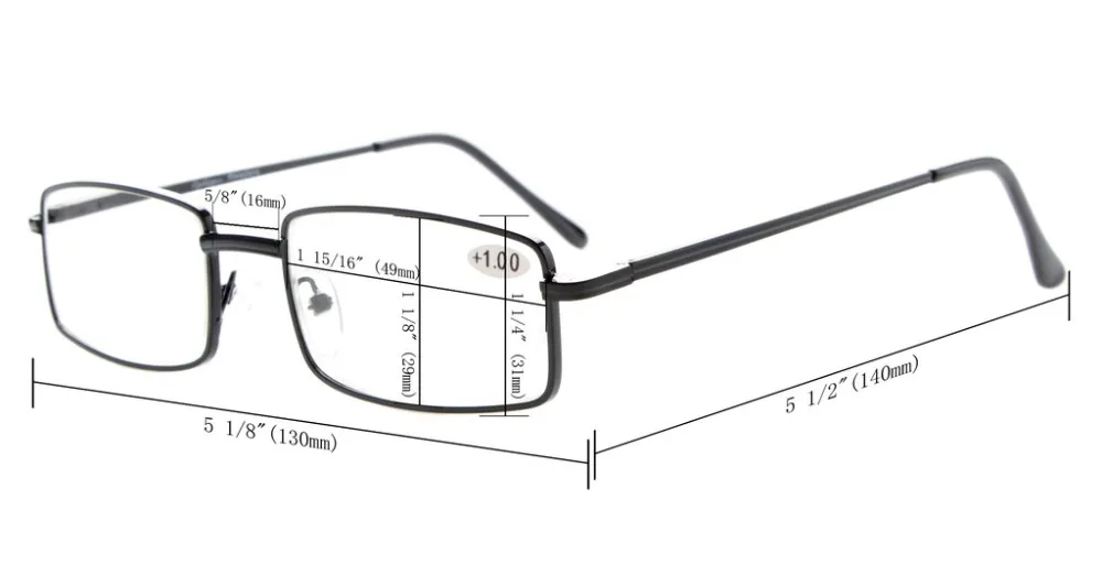 R15022 Mix Eyekepper 3 pack Reader прямоугольные Пружинные дужки средние металлические очки для чтения+ 0,50-+ 4,00