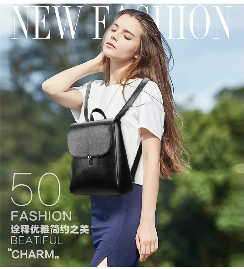 Flap Rucksack Women Backpacks Fashion Teenager Girls School bag PU Mochila Zipper Students Shoulders bag Teenager School Bags