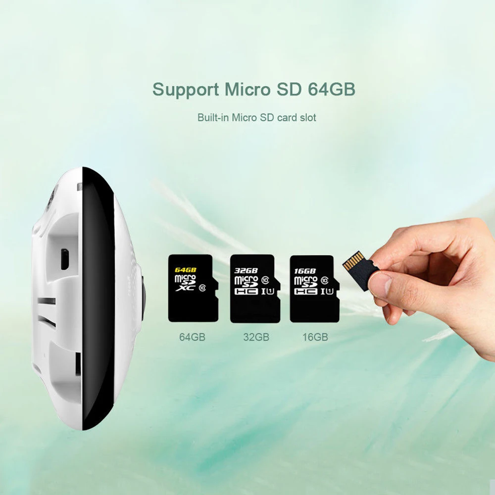 

Kruiqi 360 Degree Panoramic HD 960P Wifi IP Camera Security Surveillance System Home Monitor with IR Night Vision/2-Way Audio