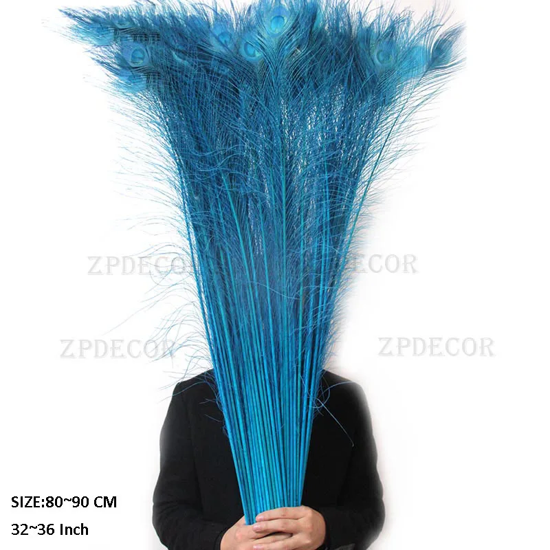 Zpdecor длина 80-90 см 32-36 дюймов красивое натуральное павлинье перо Diy карнавал Свадебная декоративная фурнитура
