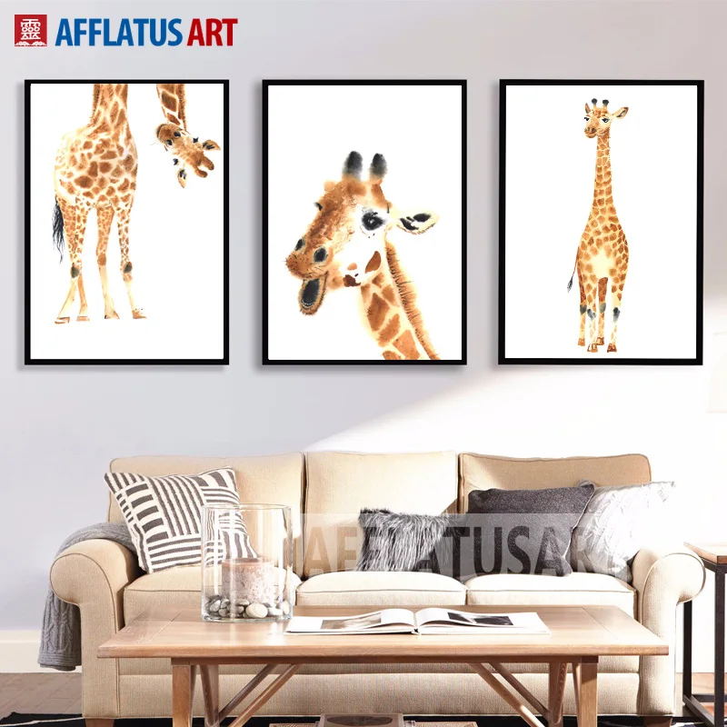 Мультяшный жираф Настенная картина искусство фотокартина для гостиной домашний