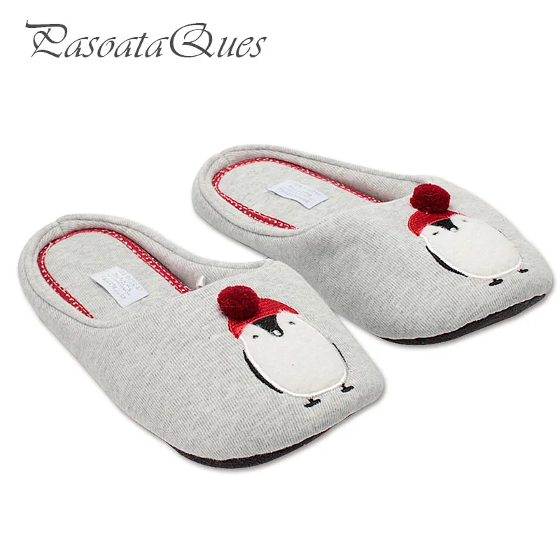 

Cotton Cute Penguin Animal Pattern Home Slippers Women Indoor Shoes For Bedroom House Adult Guest Warm Winter Soft Bottom Flats