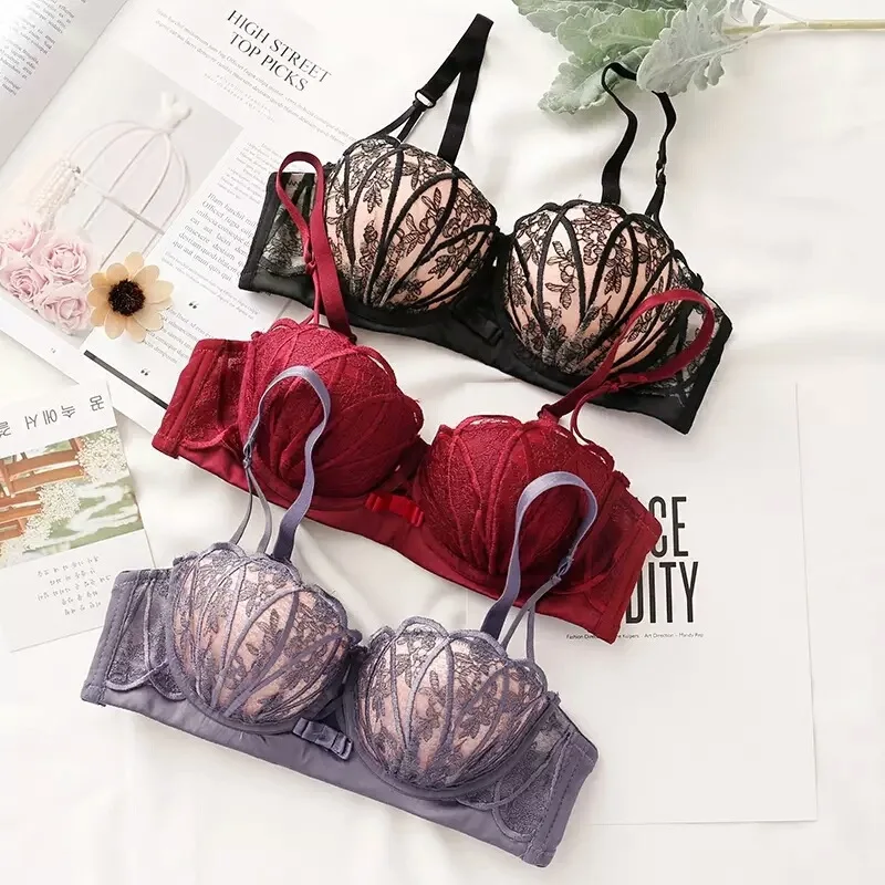 Intimate shell cup super Push Up Bra with panty Women Sexy Lingerie lace bra half sexy briefs set underwire lovely | Женская одежда