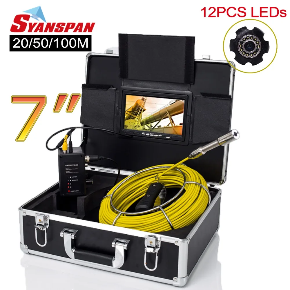 SYANSPAN 7 &quotмонитор 20/50/100 м внутритрубный инспекционный прибор видео Камера IP68 HD