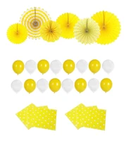 new mixture yellow lemon color theme paper fan party decoration set for wedding birthday decoration baby shower decorations
