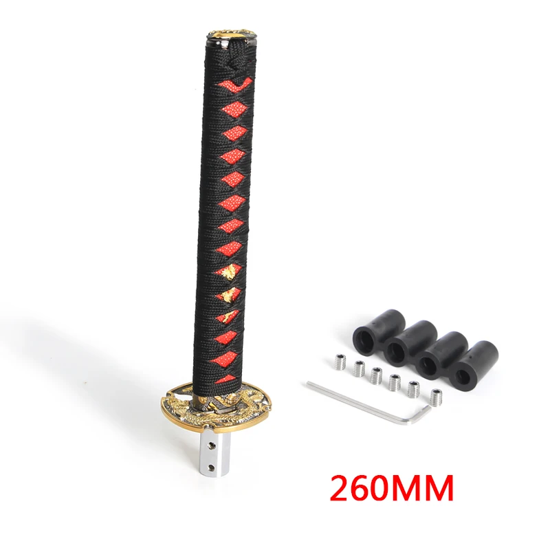 Jdm style Short Samurai Sword Shift Knob Shifter 150mm Metal Weighted Sport Katana Shift Knob - Название цвета: black260mm