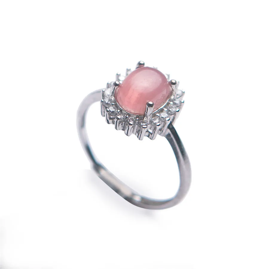 

Женское регулируемое кольцо из серебра 925 пробы с родохрозитом