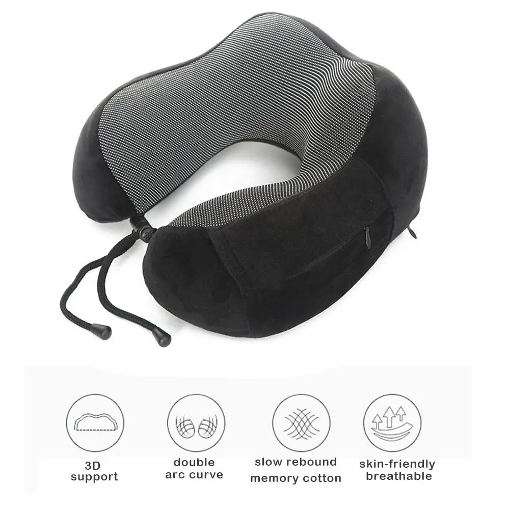 Хлопковая U образная подушка с молнией улучшенная дорожная Шейная Подушка