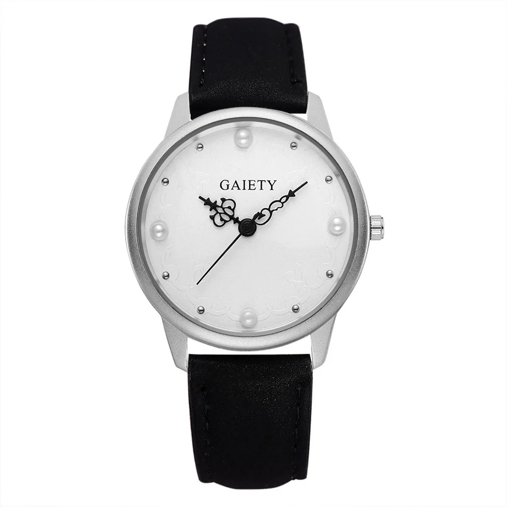 GAIETY качественные кожаные часы с жемчугом кварцевые наручные для женщин модные