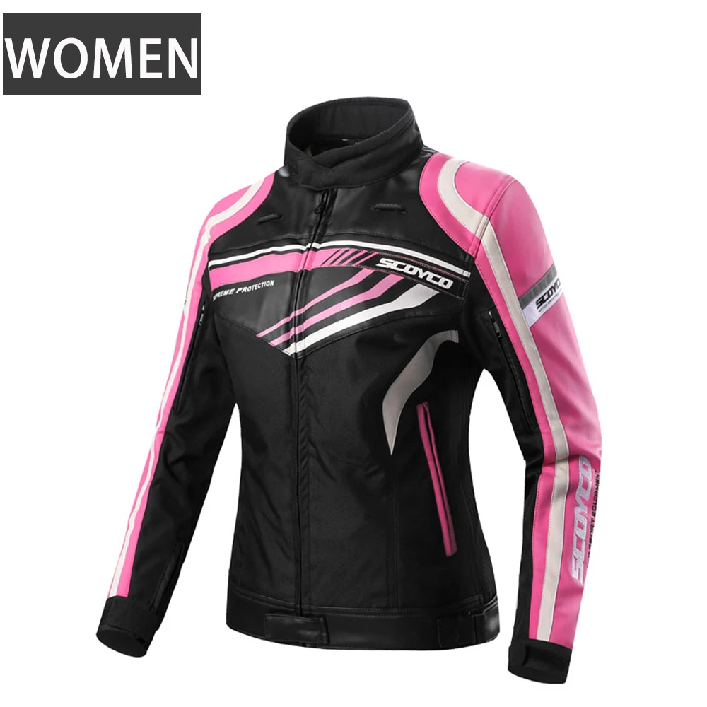 JK37 Women pink SCOYCO мотоциклетная куртка мужская кожаная мото куртка водонепроницаемая куртка для мотокросса Защитная Экипировка Светоотражающая мотоциклетная одежда - Цвет: JK37 Women pink
