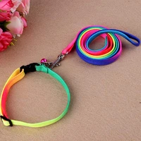 1set durable nylon rainbow 120cm pet dog leash walking training leash cats dogs harness collar leashes strap belt rope