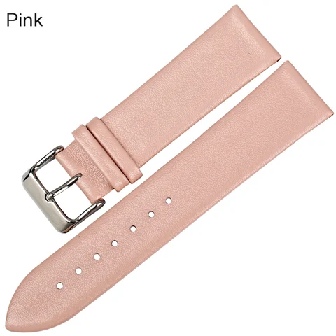 Ремешок для наручных часов MAIKES, 12-24 мм, тонкий, кожаный, розовый