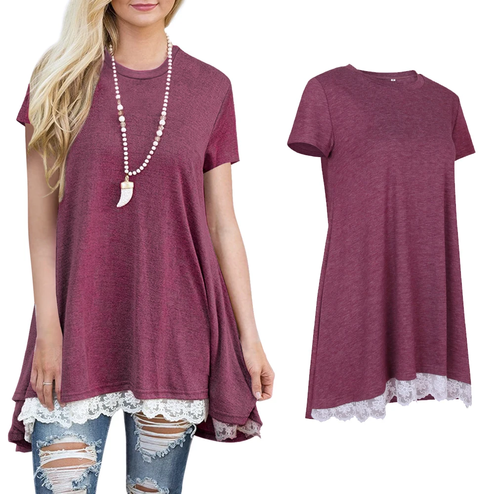 Femail T Shirt Tops For Women O Neck Lace Swallow Tail Swing Casual Loose Batwing Long Jumper Jersey Costumes Oversize Plus Size | Женская