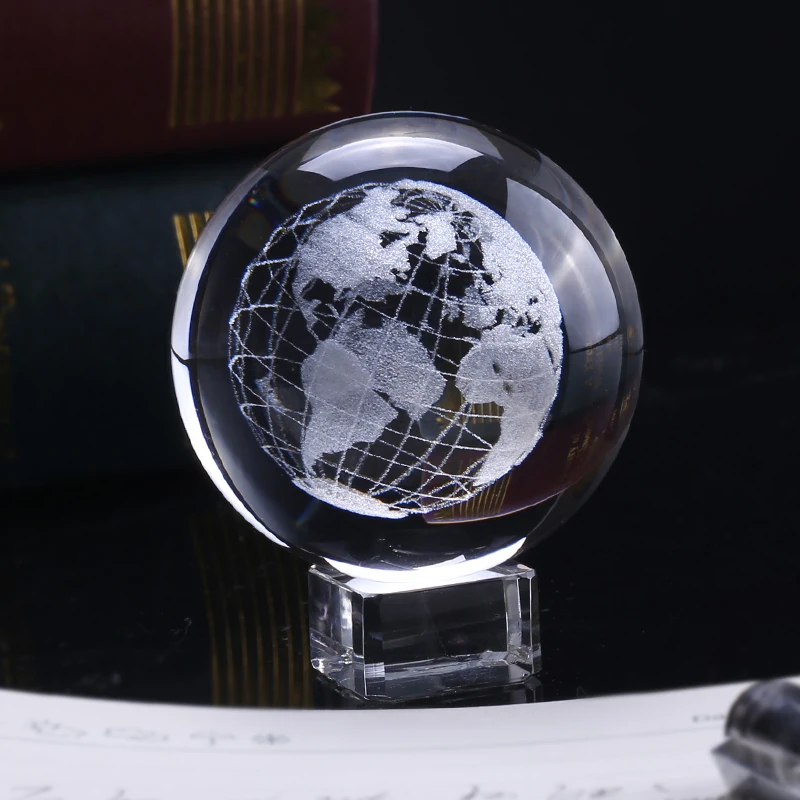 6 см 3D миниатюрная модель лазерный хрустальный шар с гравировкой стеклянный