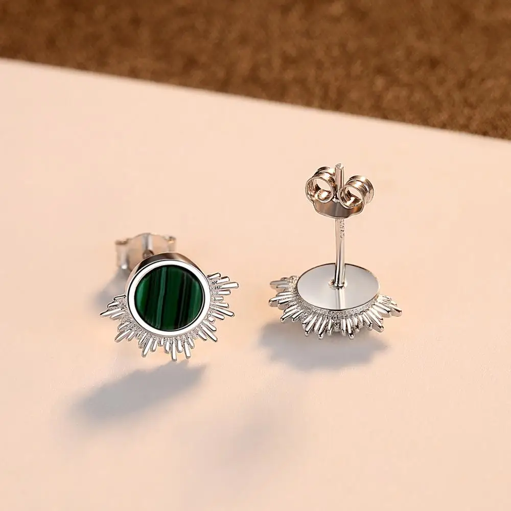 CZCITY Round Turquoise Stud Earrings for Women Anniversary Fine Jewelry 925 Sterling Silver Boucle D'Oreille Femme Gifts SE0405 |