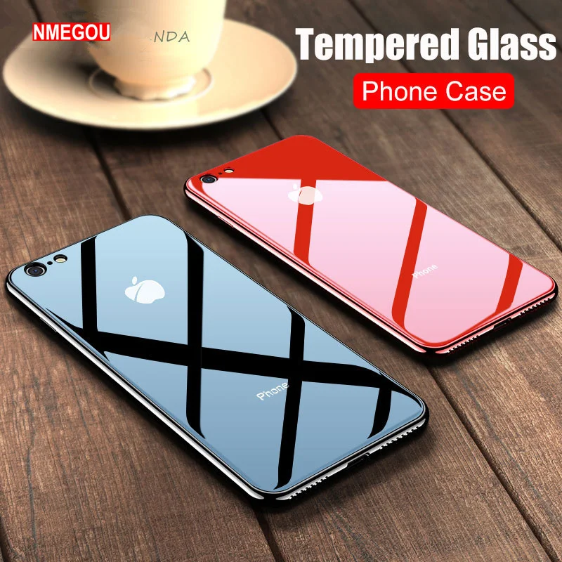 Роскошный чехол-накладка из закаленного стекла для IPhone 7 8 Plus X XS Max XR мягкий