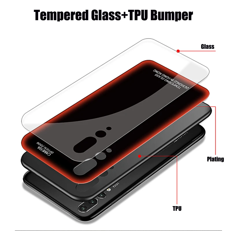 P20 Pro Tempered Glass Back Cover For Huawei Mate 20 Lite 20X Soft TPU Silicone Edge Phone Case |