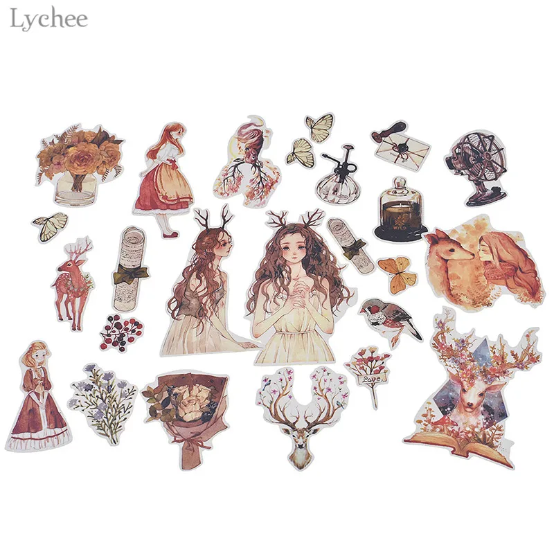 Клейкая Бумажная наклейка Lychee Life для девочек с милым оленем детский альбом