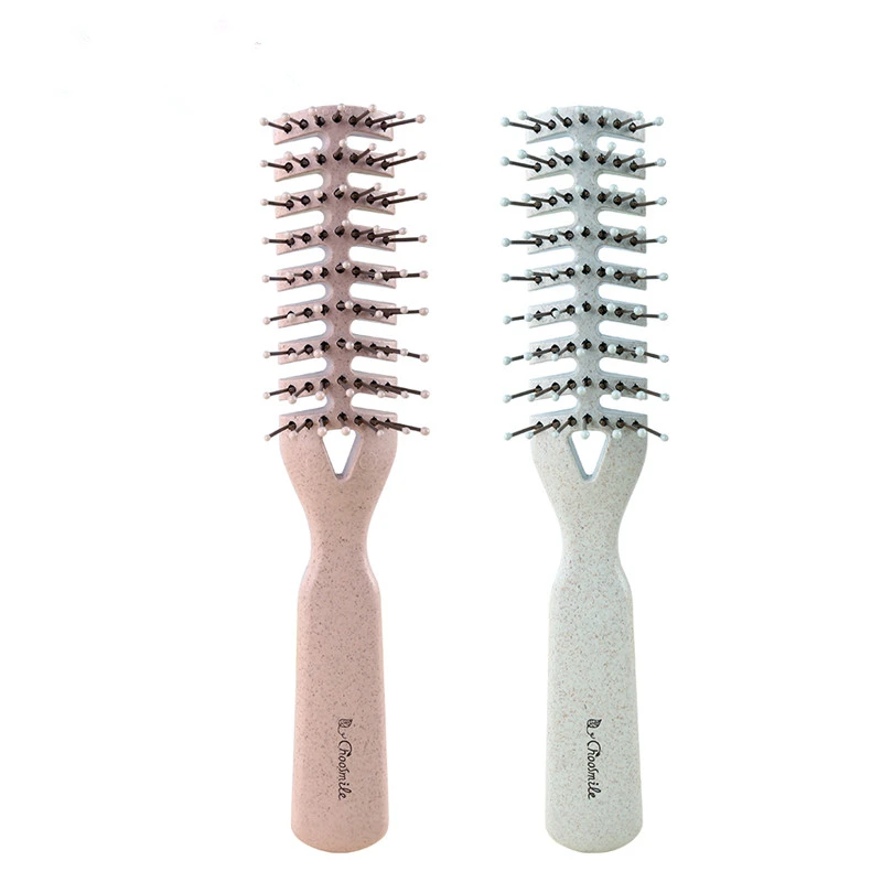 1Pc Fishbone Shape Elastic Comb Teeth Breathable Blowing Fluffy Hair Hairbrush Wheat Straw Pro Styling Vented Brush|Расчески| |