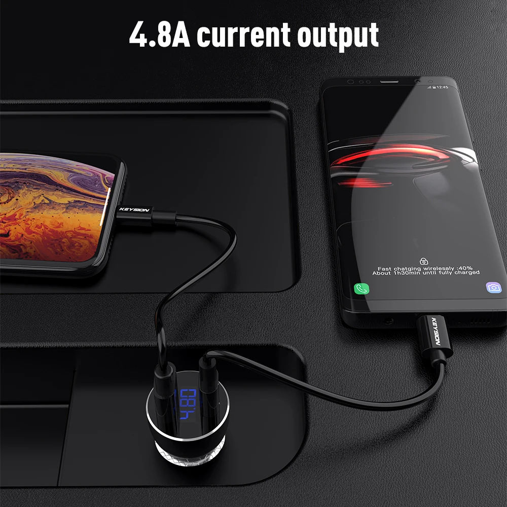 KEYSION Dual USB PD быстрое автомобильное зарядное устройство для iPhone XS Max XR X 8P QC 3 0 Samsung
