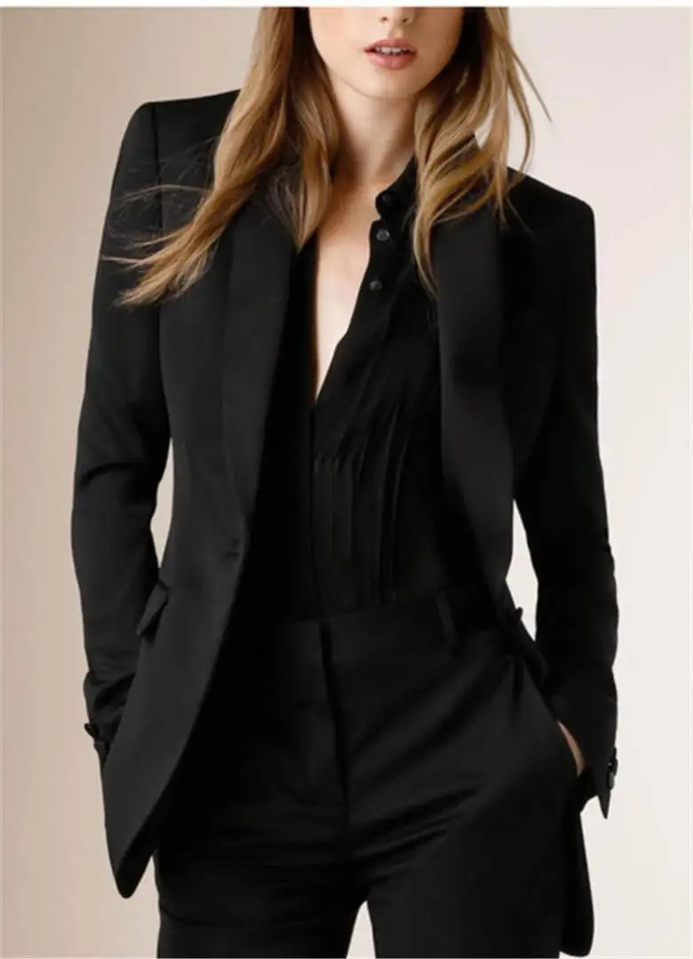 Женский блейзер на одной кнопке деловой костюм из 2 предметов|Брючные костюмы| |