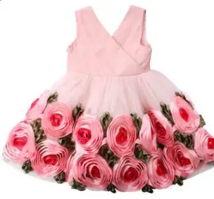 Kids Dresses For Girls Flower Dress Party Clothes Princess Christmas Gowns 3D Rose Floral vestidos infantil | Детская одежда и