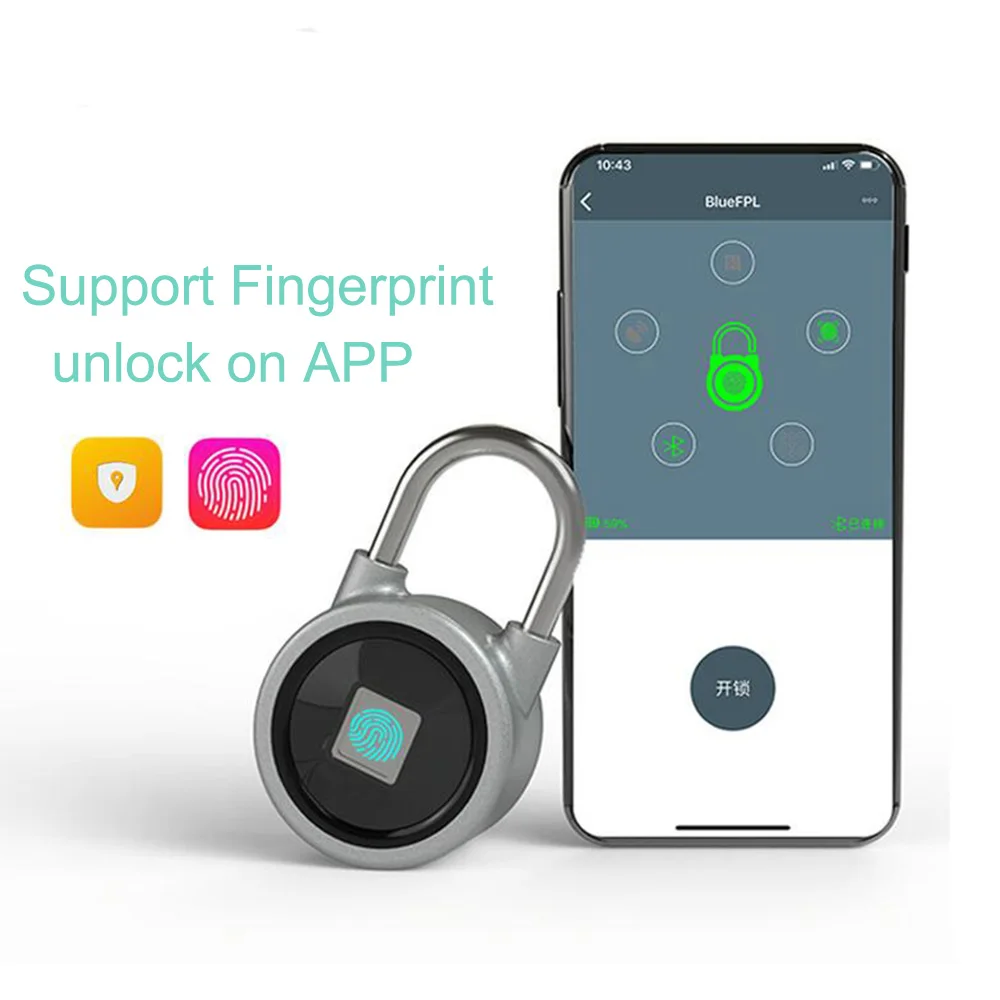 Bluetooth Fingerprint Lock Smart Keyless APP Button Password Waterproof Anti-Theft Padlock Door for Android iOS System | Электроника