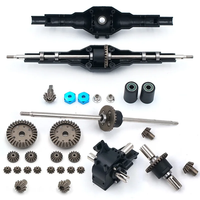 Newest! Metal upgrades Wltoys 12428 12423 12628 RC Car Spare Part upgrade metal Front Rear Differential Gear Set 12428-0091/0133