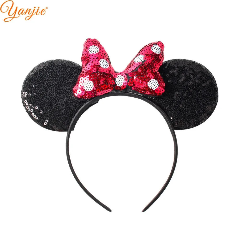 Classic Dots Sequin Bow Headbands For Girls Party Hair Accessories Women Mouse Ears Band Kids Sequins Headband |