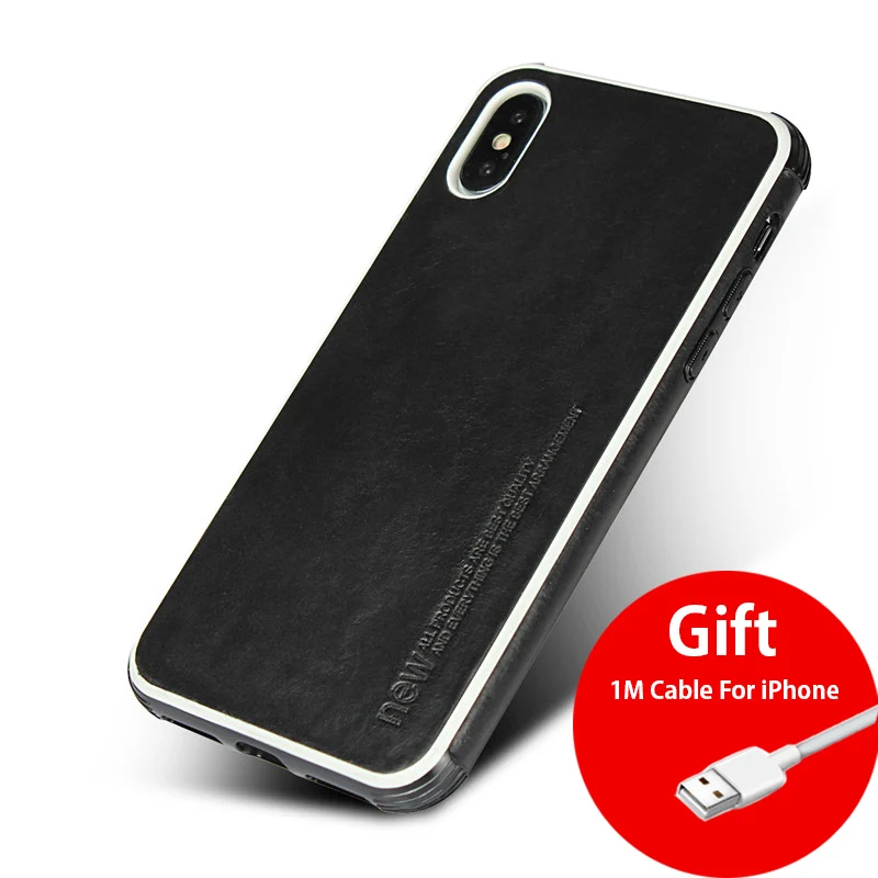 Black Для iphone XS Max случае Подлинная Кожаный чехол для iphone X XS XR Роскошный телефон чехол для iphone x Бизнес случаях аксессуары Coque - Цвет: Black