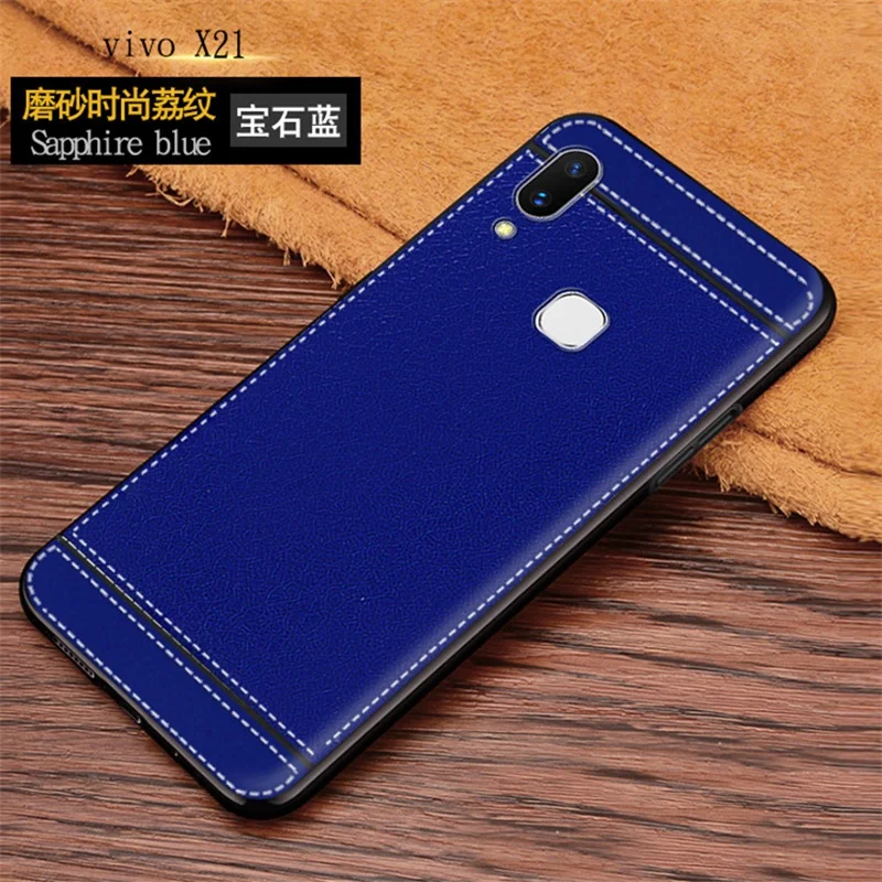 For On Vivo X21(back finger) Case cover Leather Texture protect pouch phone bag ViVO X21 Back finger case coque |