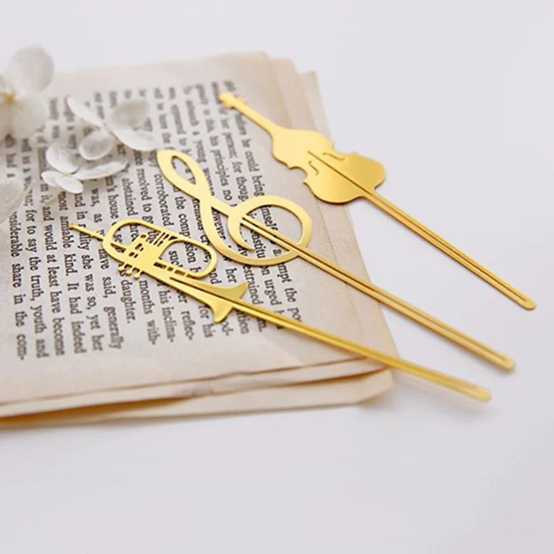 8 pcs/Lot Western Instrument book mark Vintage metal music bookmark Trumpet Violin Stationery School supplies marcapaginas F14 |