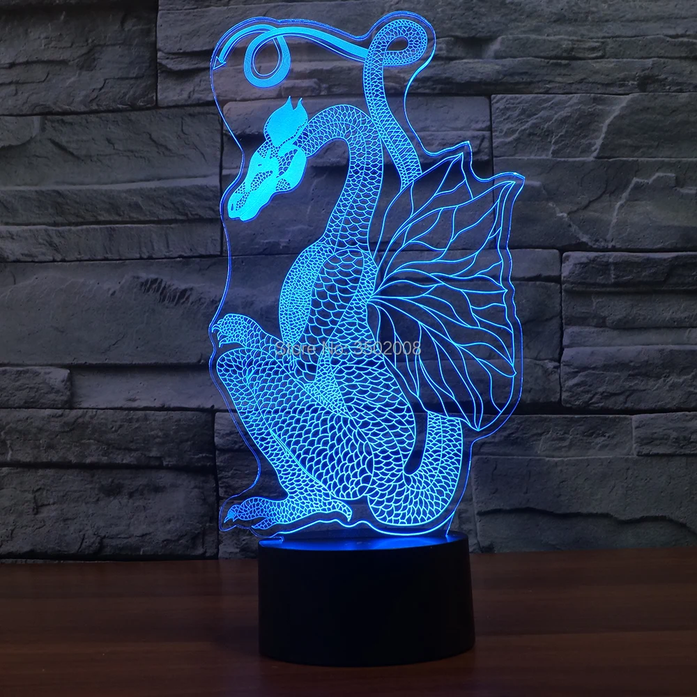 Мультфильм 3D papercut динозавр дизайн ночник в подарок для детей 7 меняющихся цветов