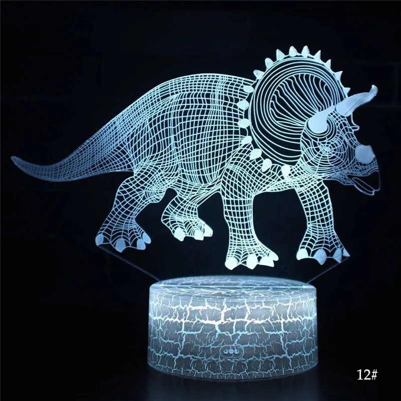 7/16 Цвета динозавр 3D светодиодный Ночной светильник дистанционного Управление светодиодный ночной Светильник для детей Рождественский подарок Дистанционное Управление настольные лампы D30