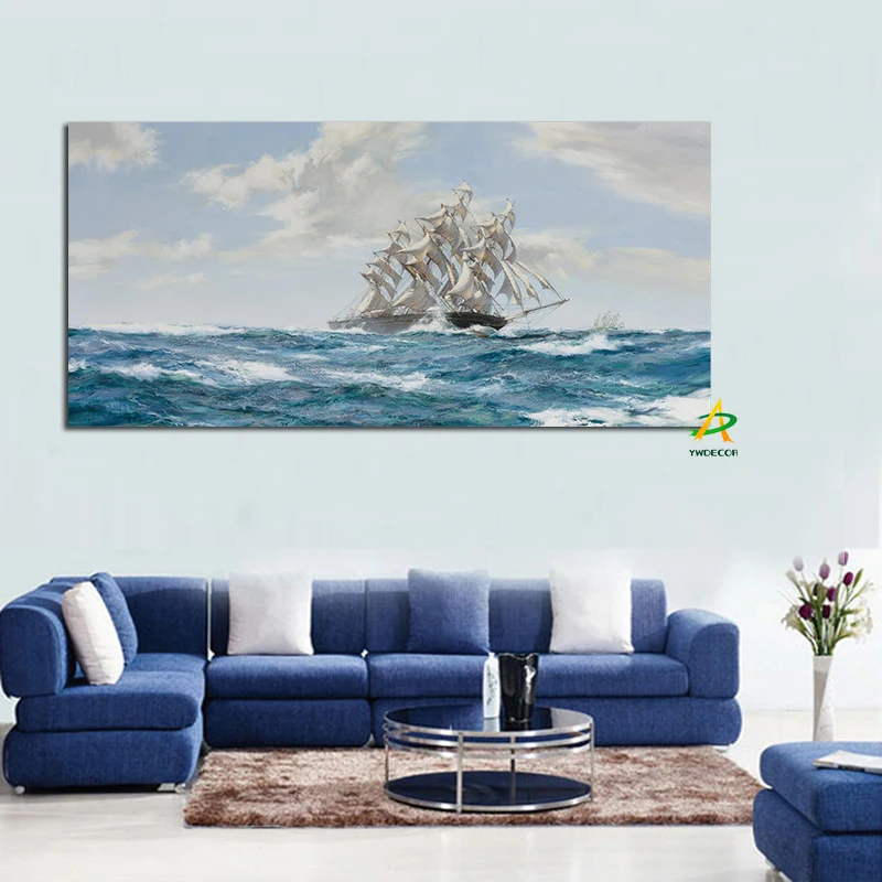 YWDECOR креативная HD печать корабля паруса на океане Абстрактная Картина холсте